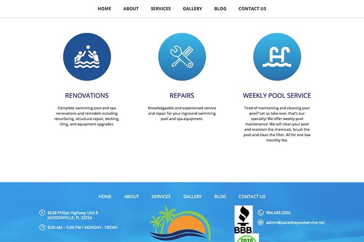 Website Makeover: Paradise Pool Service