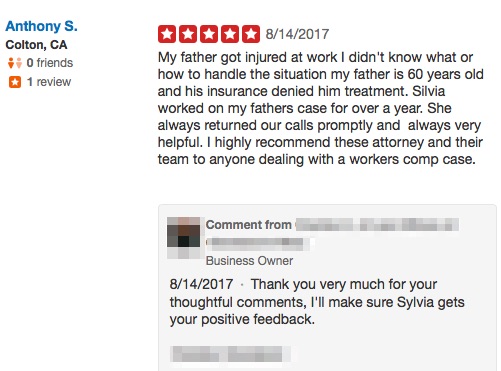 law firm website comments and reviews