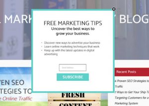 free marketing tips blog signup popup form