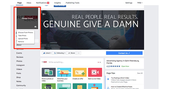how to change your profile photo on facebook business page