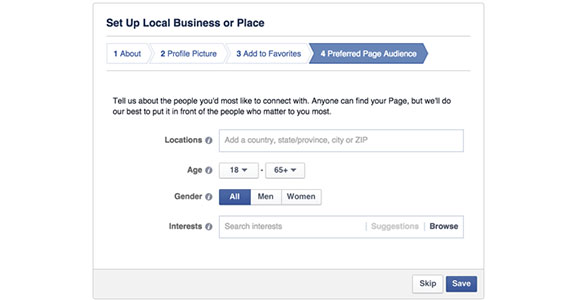 how to choose your audience on your facebook business page