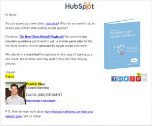 hubspot email with sharing options