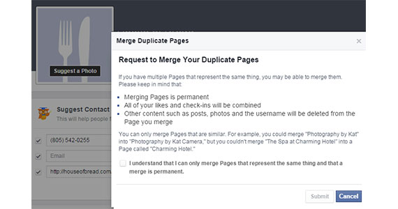 merging duplicate pages on facebook