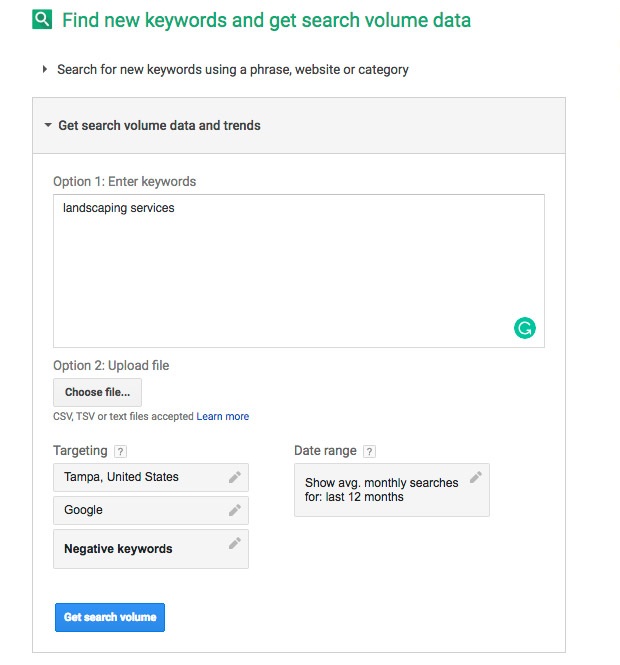 how to search volume & trends in google keyword planner tool