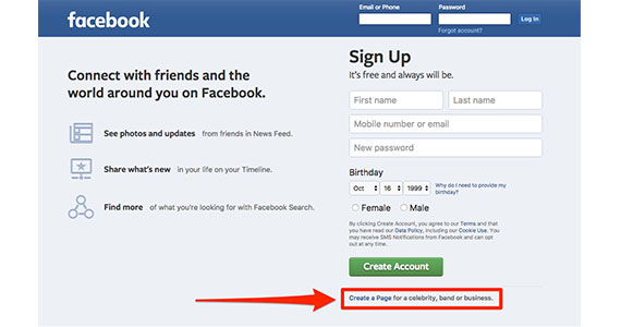 how to signup for a facebook business page