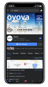 Facebook for Oyova on a phone