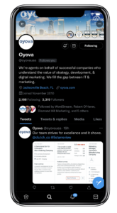 Twitter for Oyova on a phone