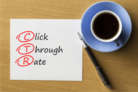 Click through rate written on a piece of paper