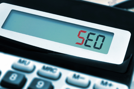 "SEO" spelled out on calculator