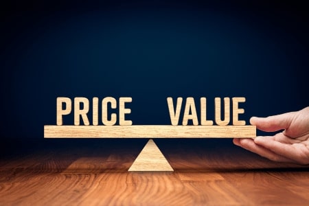 Price and value on opposite sides of the scale