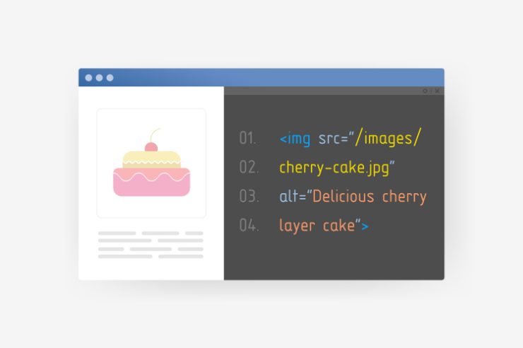 Website graphic showing ADA-compliant alt text for a cake image