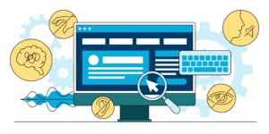 Ratón sobre un sitio web compatible con ADA en un monitor de computadora