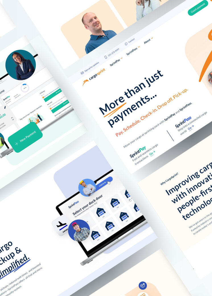 Multiple pages of the revamped Cargosprint website