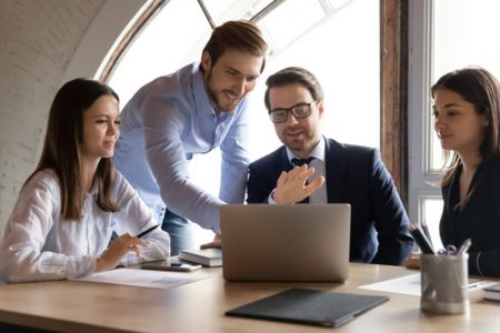 eCommerce specialist with clients.