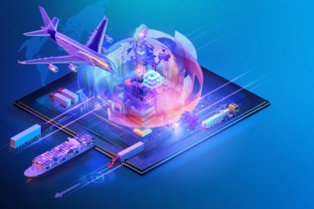 airplanes, trucks, and ships logistics visualization.