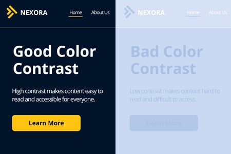 Example showing good and bad color contrast
