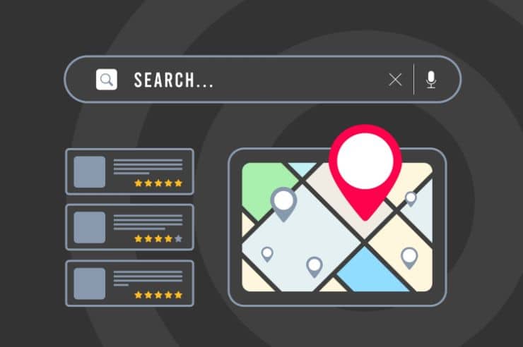 Google Maps business results visualization.