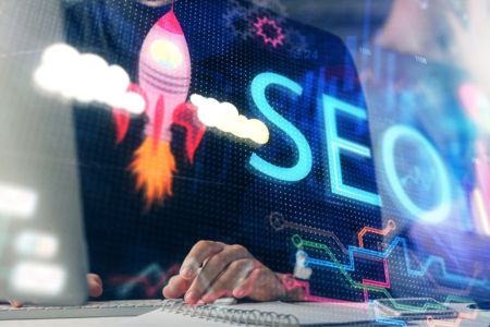 Rocket and SEO visualization.