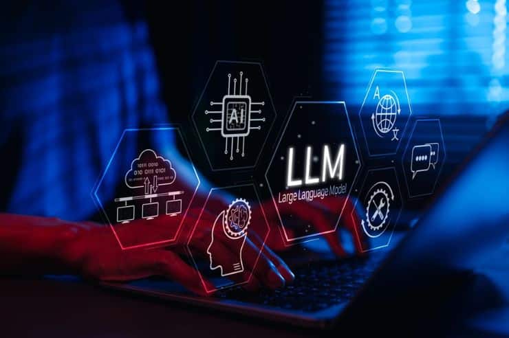 LLM (Large Language Model) AI concept displayed on a laptop screen