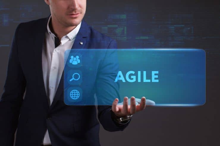 Man holding agile visualization.