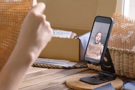 businesswoman recording her product catalog