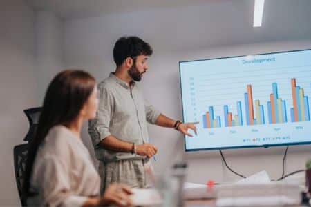 A marketing team discussing the results of a campaign