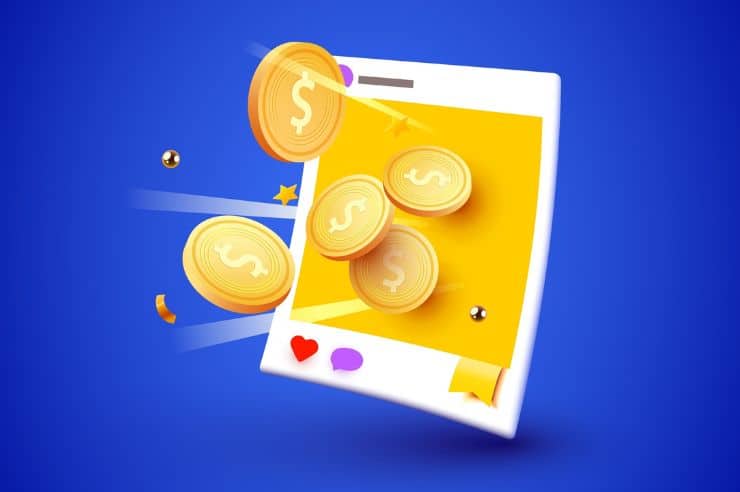 facebook ad with coins illustration