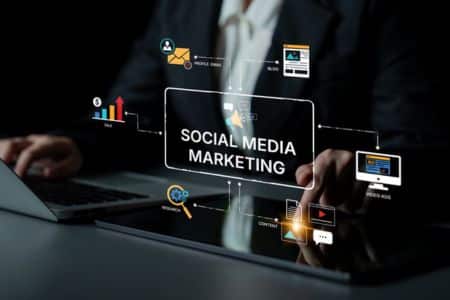 social media marketing strategy on digital interface 
