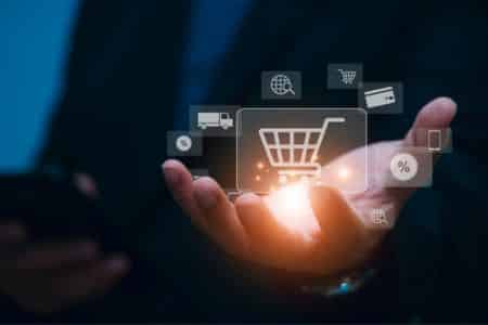 nline store platform and ecommerce shopping cart concept