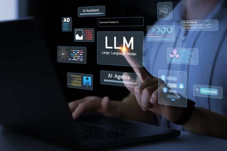 AI LLM tools and digital marketing automation on a computer screen