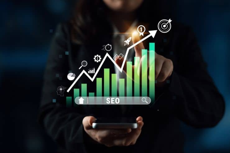 mobile SEO growth chart and search ranking performance analytics dashboard