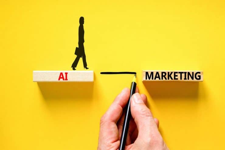 concept showing artificial intelligence connecting with modern marketing.