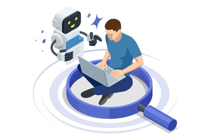 illustration depicting website developer using a to build a website