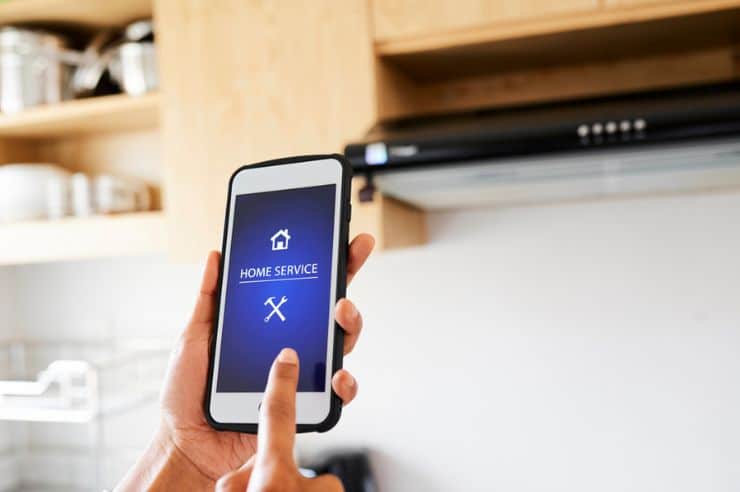 Homeowner searching for home services on smartphone