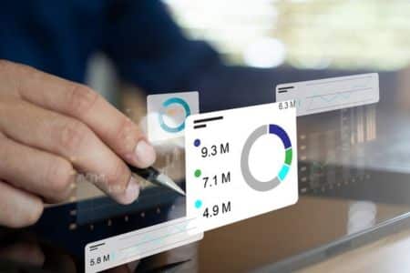 Digital marketing analytics dashboard showing campaign performance and conversion data